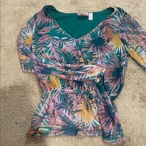 Willow Multicolor Tropical Print Blouse